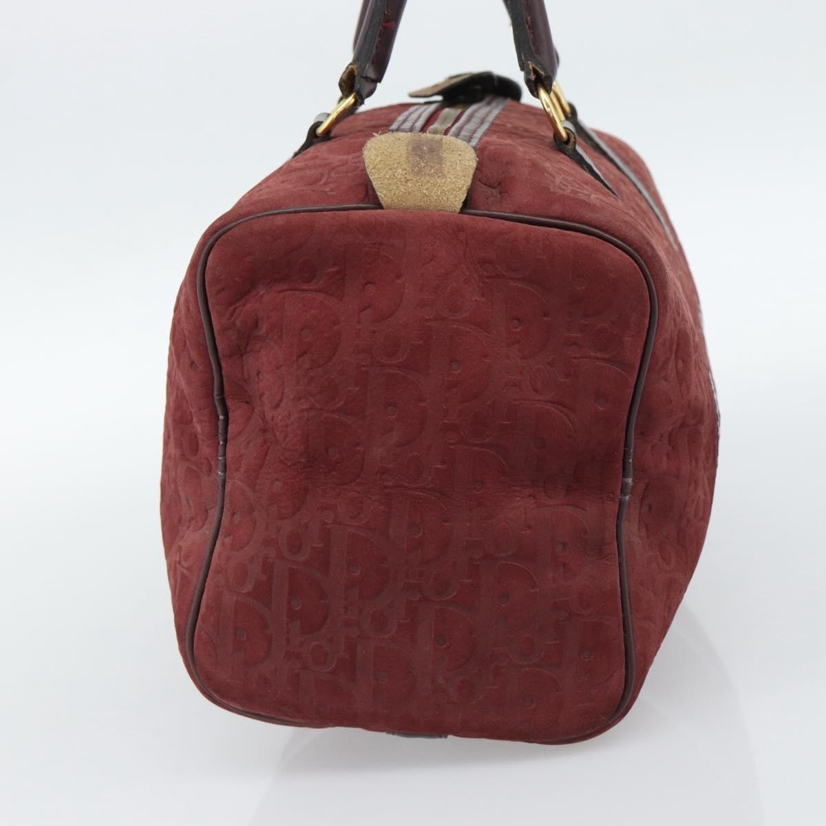 Christian Dior Boston Embossed Patent Burgundy Suede Handbag (Pre-Owned)