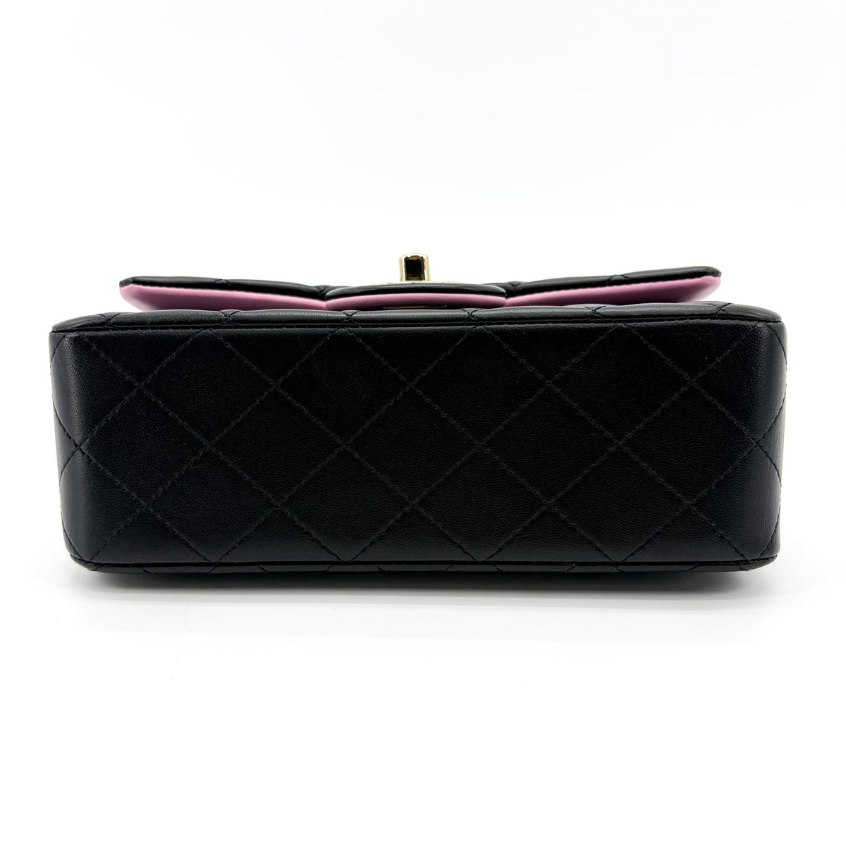 Chanel Classic Single Flap Top Handle Quilted Iridescent Lambskin Black Leather Handbag (Pre-Owned)