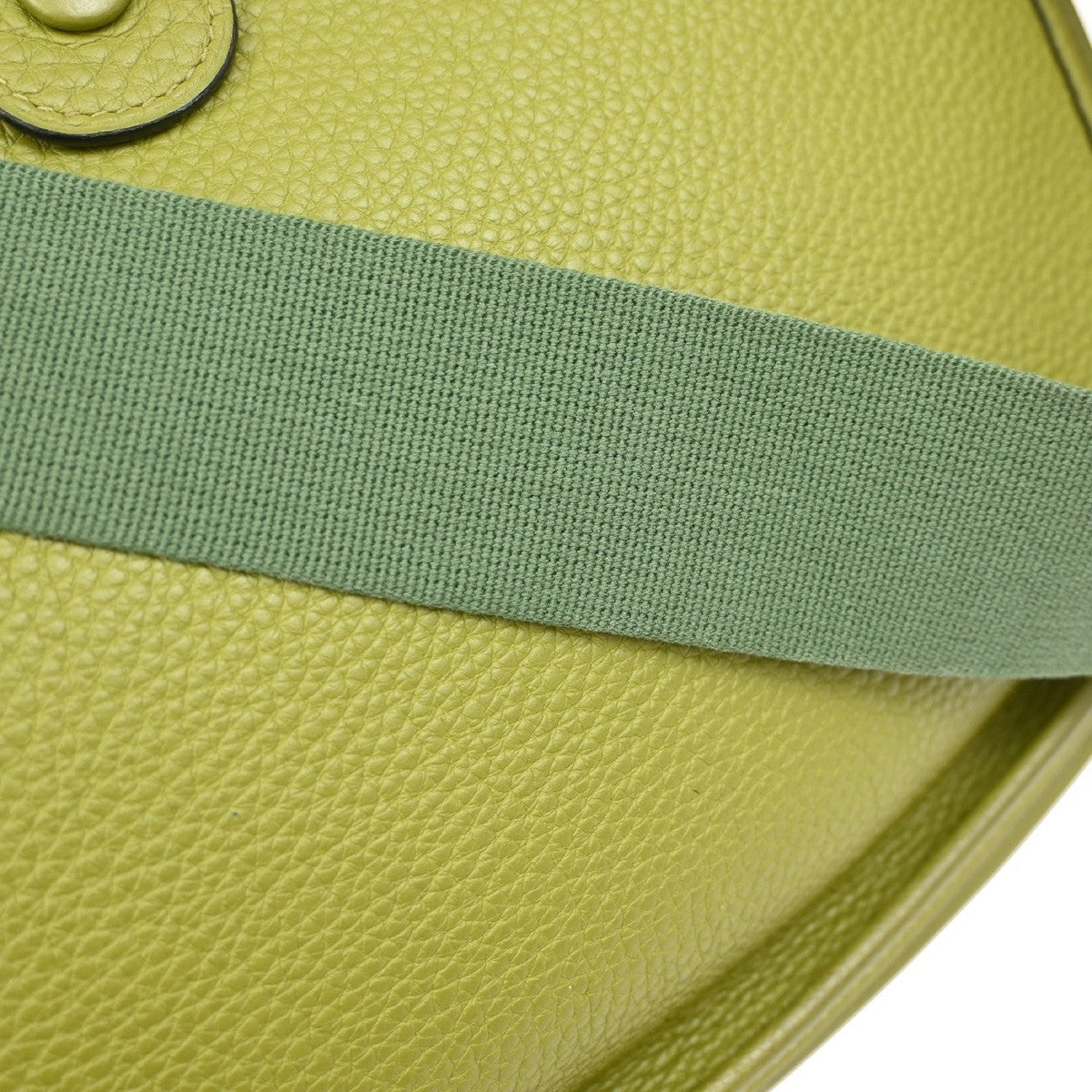 Hermes Evelyne Bag Gen Ii Clemence Green Leather Handbag (Pre-Owned)