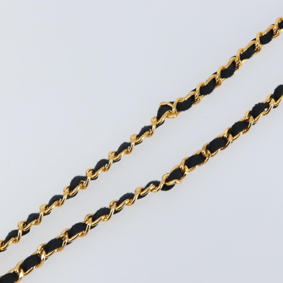 Chanel Cc Perfume Bottle Pendant Chain Long Metal With Leather, Crystals And Faux Pearl Gold Metal Necklace Jewelry (Pre-Owned)