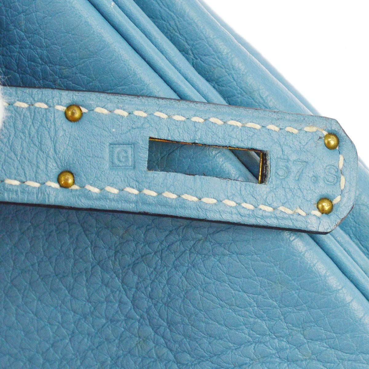 Hermes Birkin Blue Clemence With Gold Hardware Blue Leather Handbag (Pre-Owned)