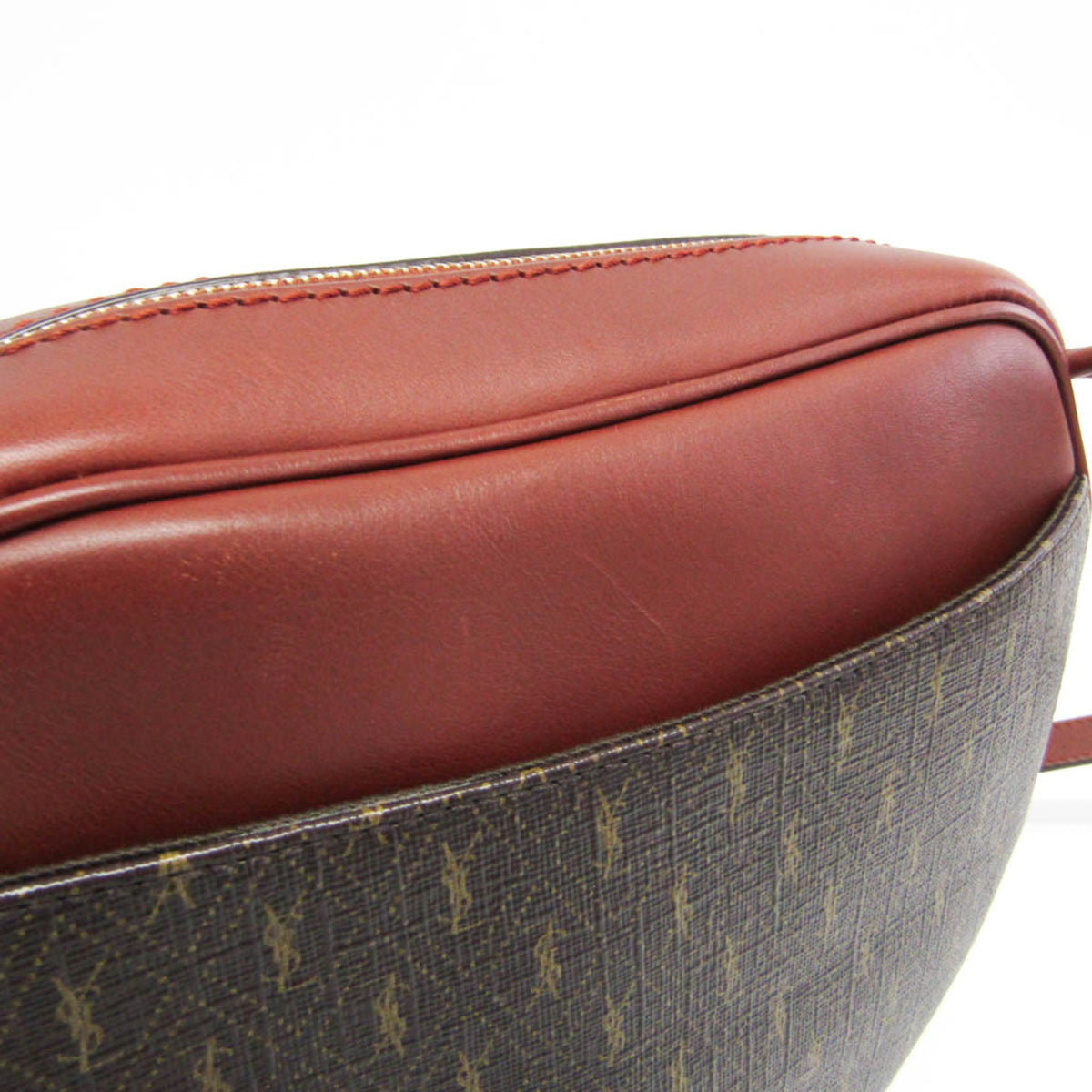 Saint Laurent Le Monogramme Coeur Monogram All Over Coated Canvas And Leather Brown Leather Clutche & Pouche Bag (Pre-Owned)