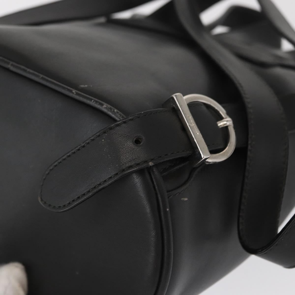 Salvatore Ferragamo Gancini Flap Drawstring Leather Black Leather Backpack Bag (Pre-Owned)