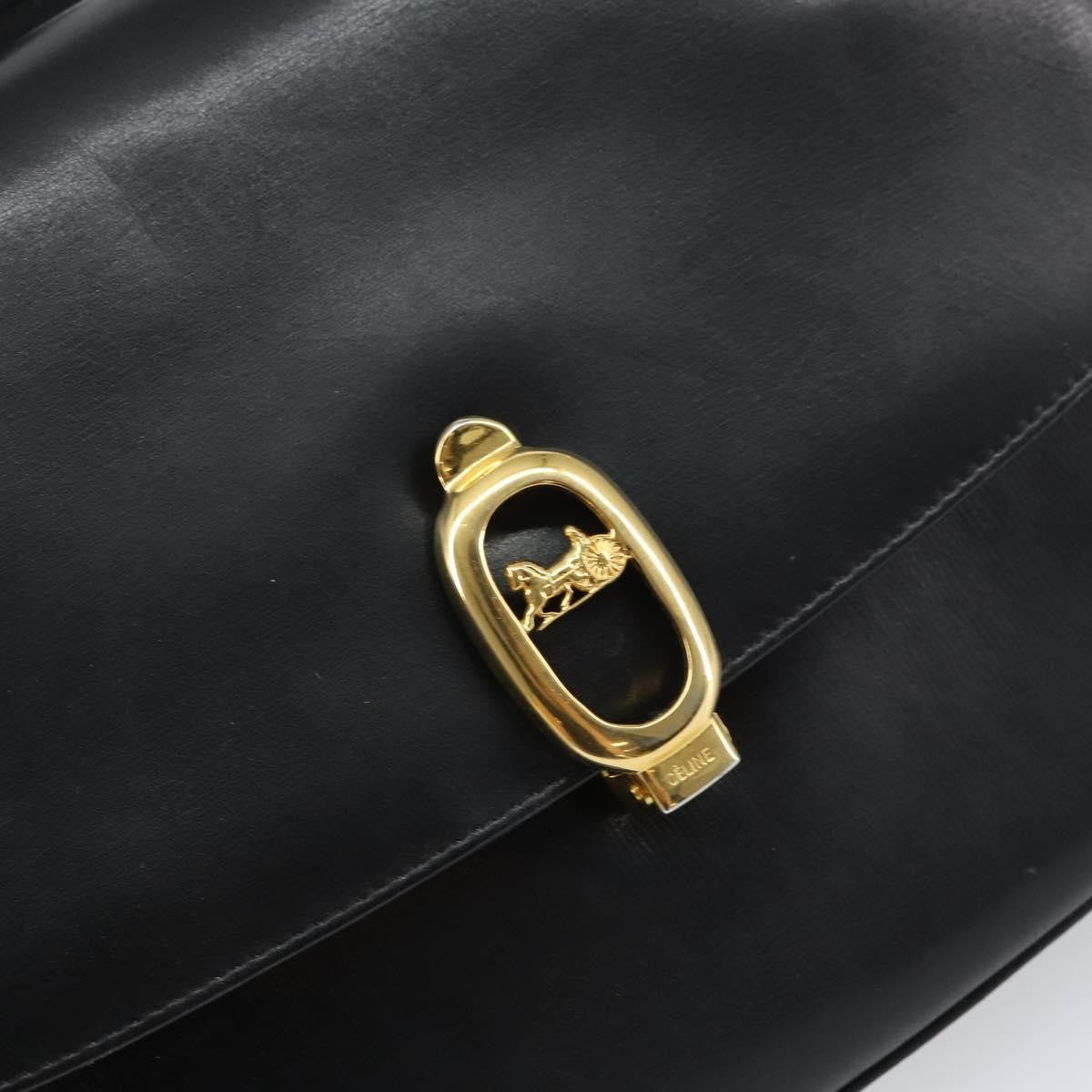 Celine Horse Carriage Leather Black Leather Shoulder Bag Bag (Pre-Owned)