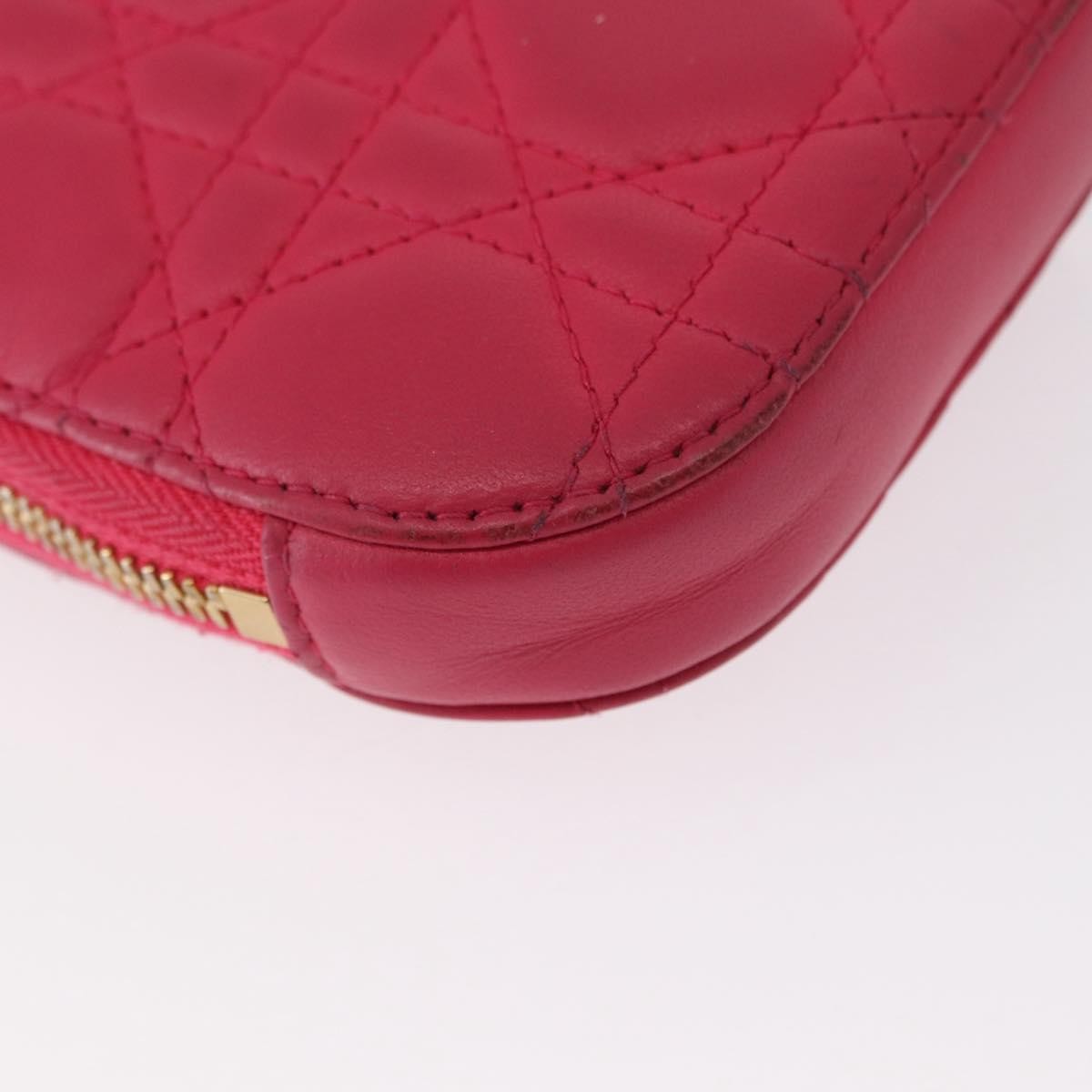 Christian Dior Lady Dior Phone Holder On Chain Cannage Quilt Lambskin Pink Leather Clutche & Pouche Bag (Pre-Owned)