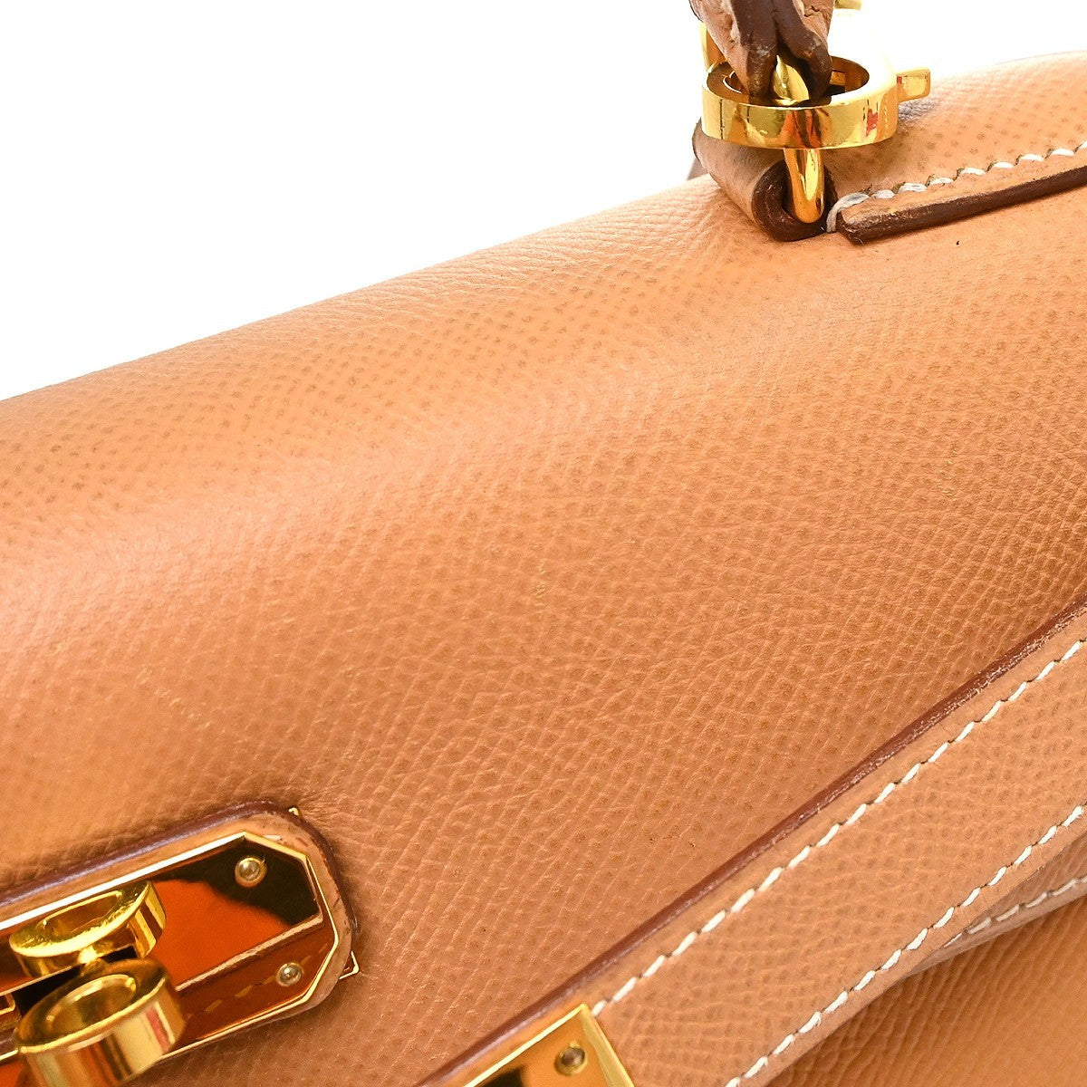 Hermes Kelly Beige Courchevel With Gold Hardware Beige Leather Handbag (Pre-Owned)