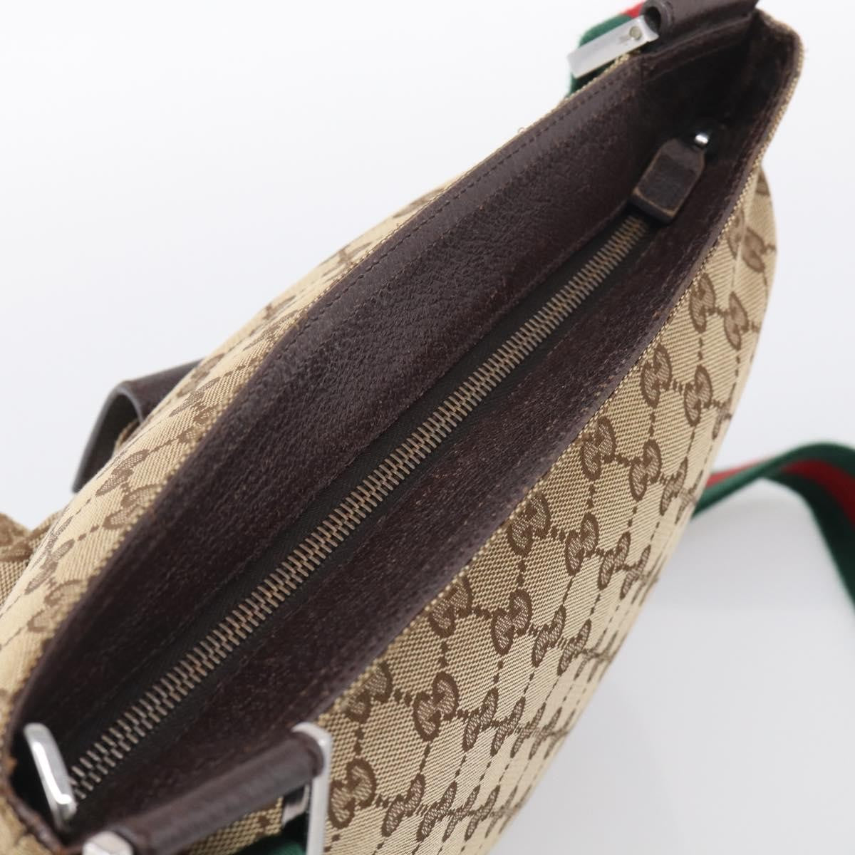 Gucci Double Pocket Web Messenger Gg Canvas Beige Canvas Crossbody Bag Bag (Pre-Owned)