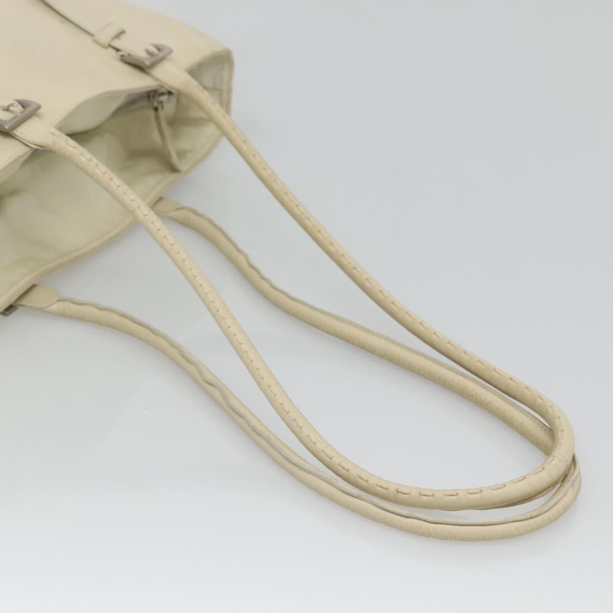 Prada Vintage Nylon And Leather White Leather Shoulder Bag Bag (Pre-Owned)