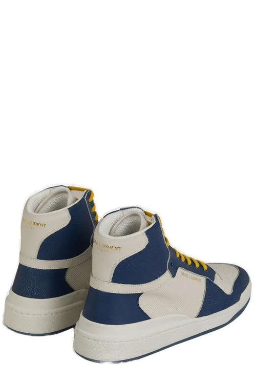 Saint Laurent Elevate Your Style with Mid-Top Blue Luxury Men's Sneakers