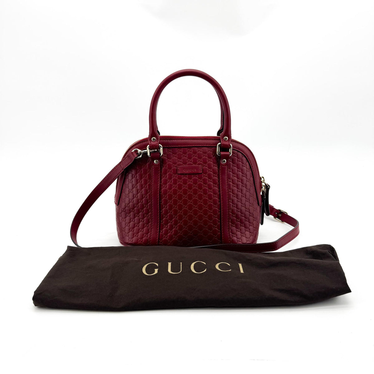 Gucci Convertible Dome Satchel Guccissima Leather Burgundy Leather Handbag (Pre-Owned)