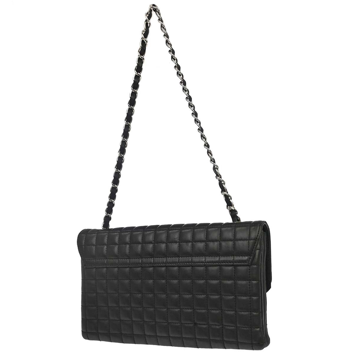 Chanel Camellia No.5 Chain Flap Quilted Lambskin Black Leather Shoulder Bag Bag (Pre-Owned)