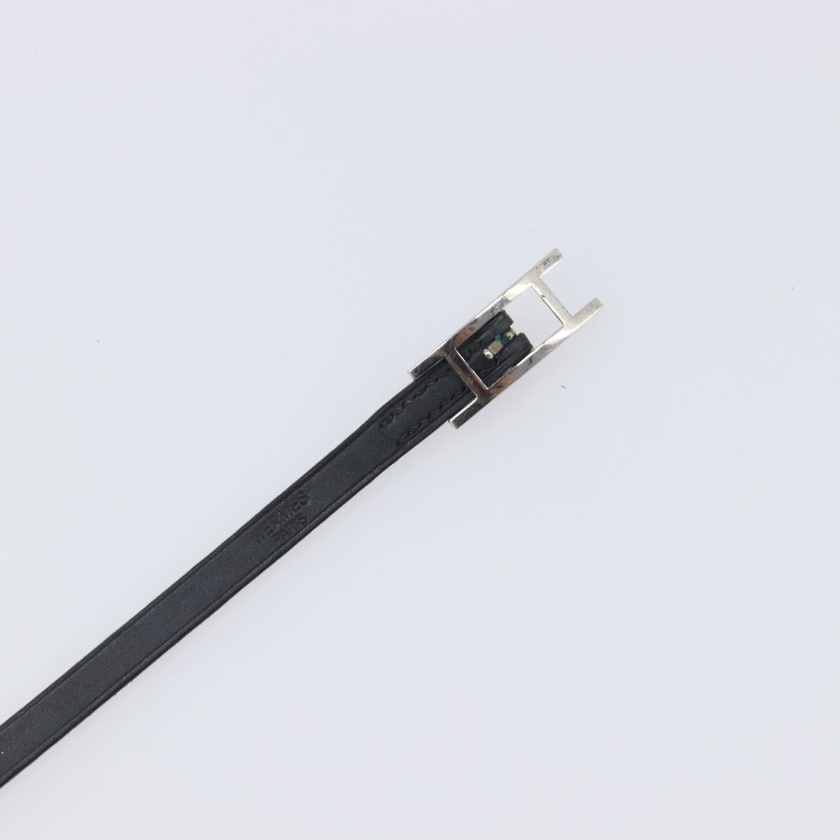 Hermes Hapi 3 Leather With Metal Black Leather Bracelet Jewelry (Pre-Owned)