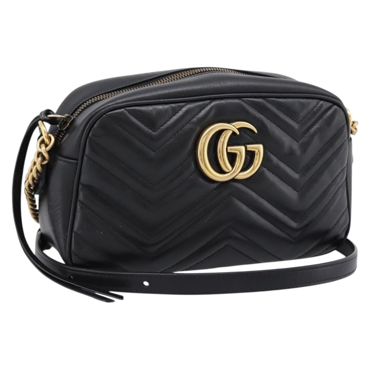 Gucci Gg Marmont Monochrome Matelasse Leather Black Leather Shoulder Bag Bag (Pre-Owned)