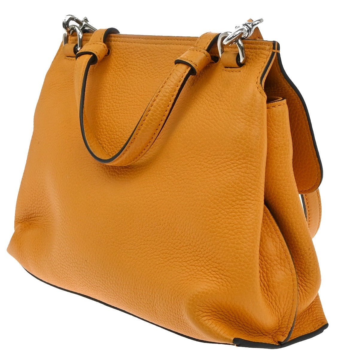 Gucci Bamboo Daily Top Handle Leather Orange Leather Handbag (Pre-Owned)