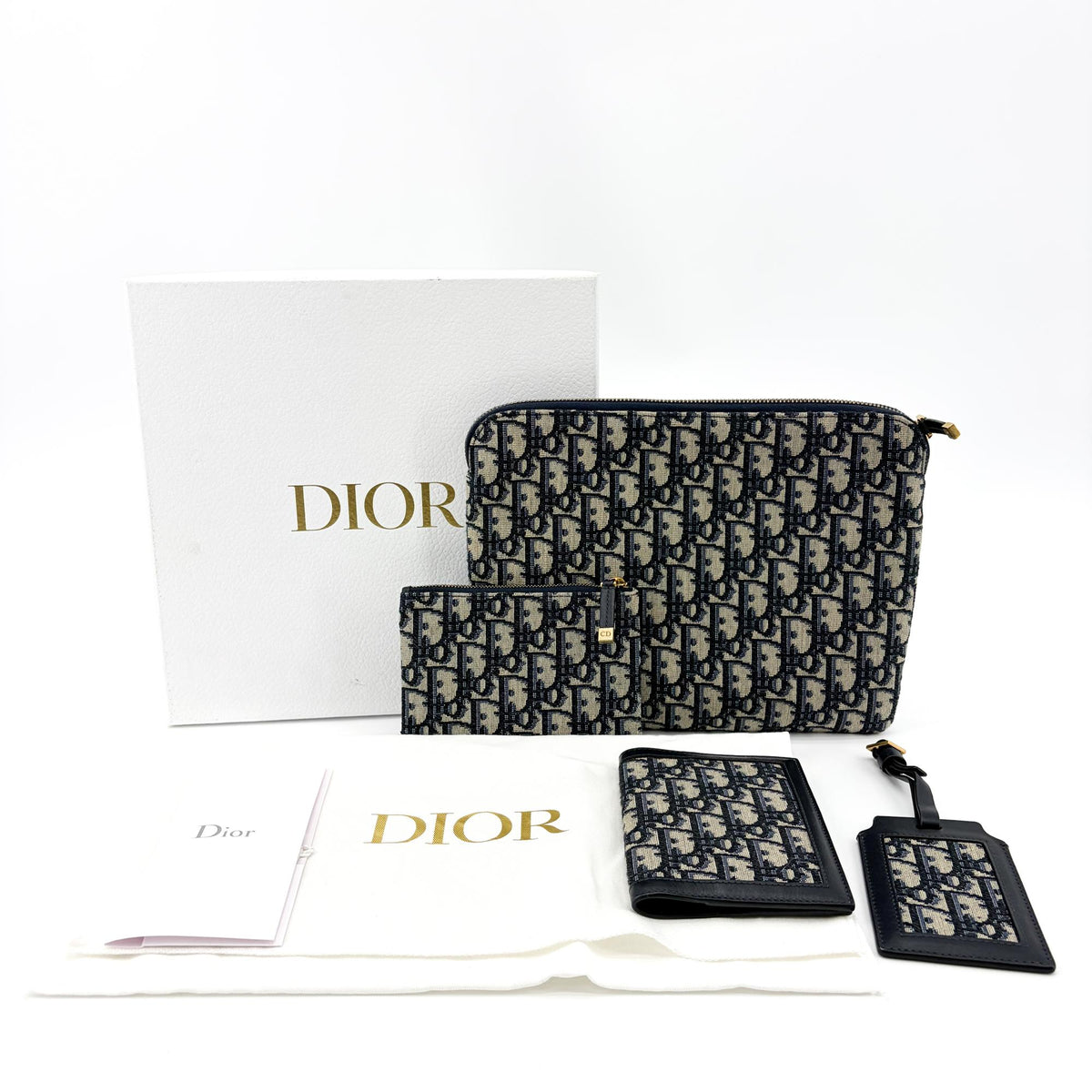 Christian Dior Travel Kit Oblique Canvas Beige Canvas Toiletry Case Accessory (Pre-Owned)