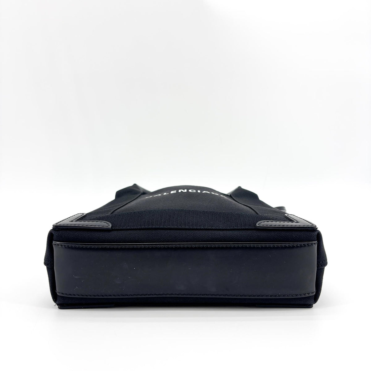 Balenciaga Navy Cabas Canvas With Leather Black Canvas Tote Bag Bag (Pre-Owned)
