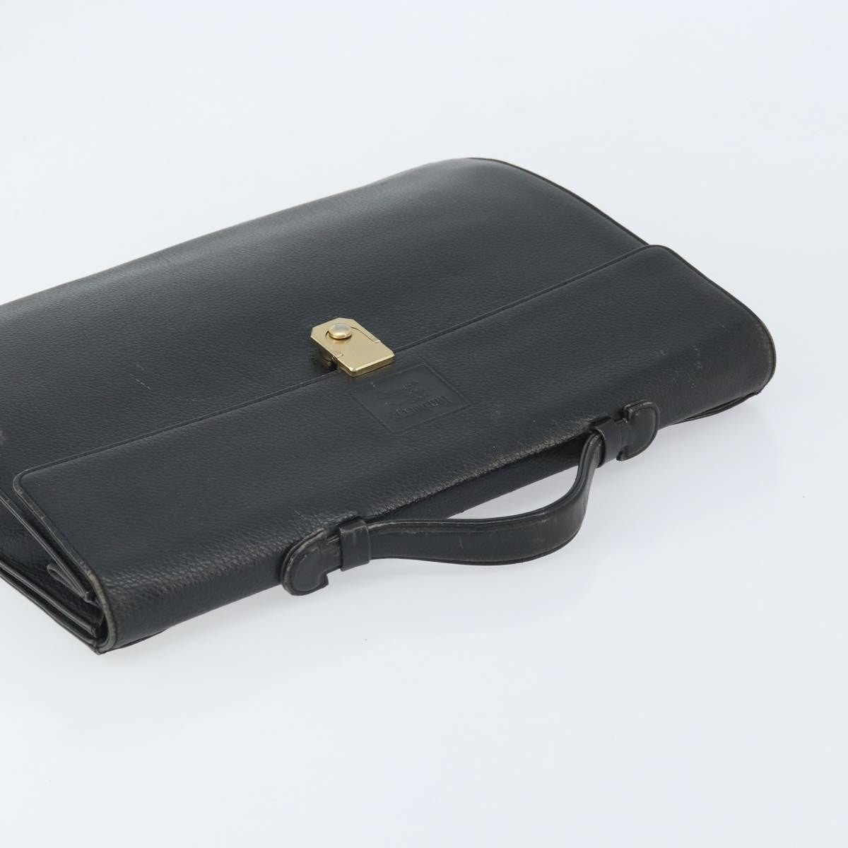 Burberry Vintage Vintage Check Coated Canvas Black Leather Handbag (Pre-Owned)