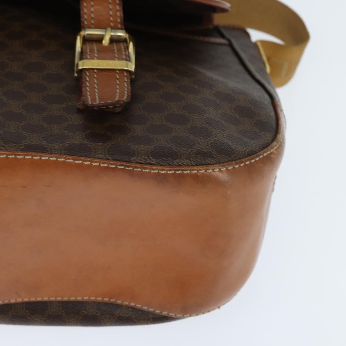 Celine Vintage Macadam Canvas And Leather Brown Canvas Shoulder Bag Bag (Pre-Owned)