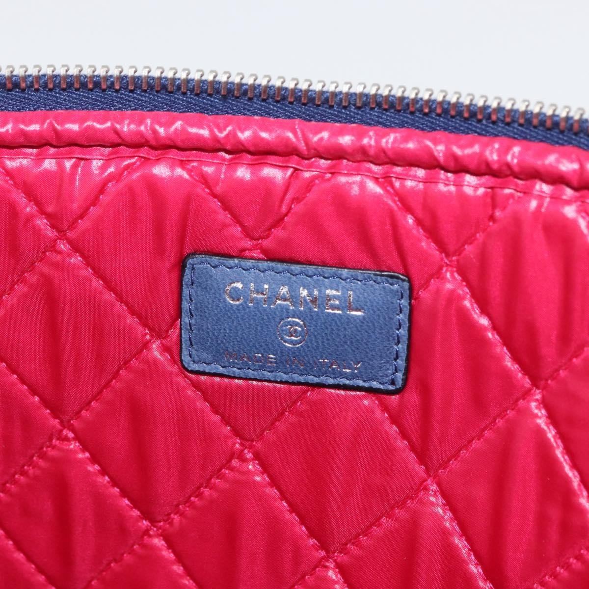 Chanel Laptop Sleeve Quilted Nylon Blue Nylon Clutche & Pouche Bag (Pre-Owned)