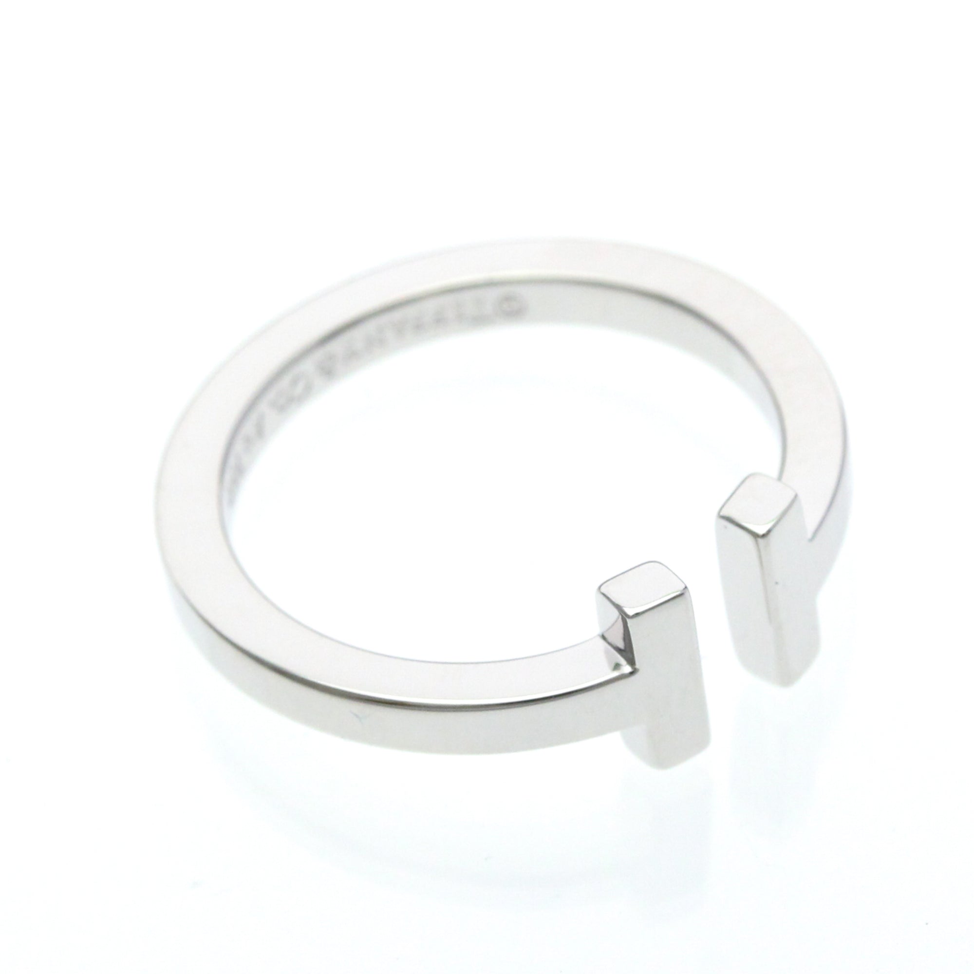 Tiffany & Co. T Square 18K White Gold Silver White_Gold Ring Jewelry (Pre-Owned)