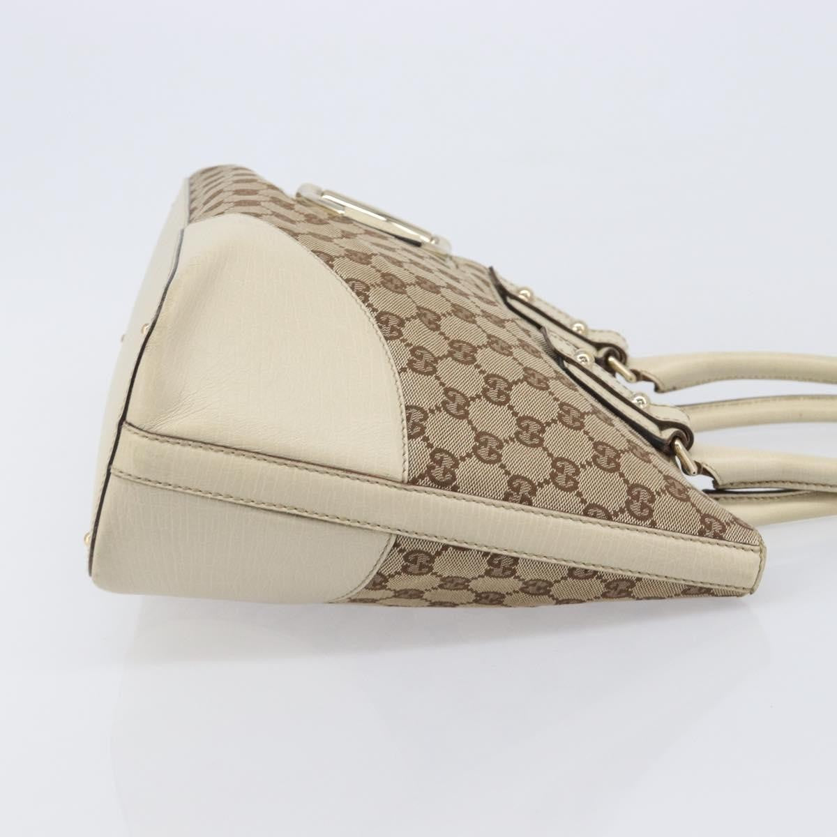 Gucci Horsebit Handle Gg Canvas Beige Canvas Tote Bag Bag (Pre-Owned)