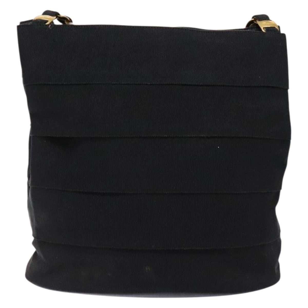 Salvatore Ferragamo Vala Canvas Black Canvas Shoulder Bag Bag (Pre-Owned)