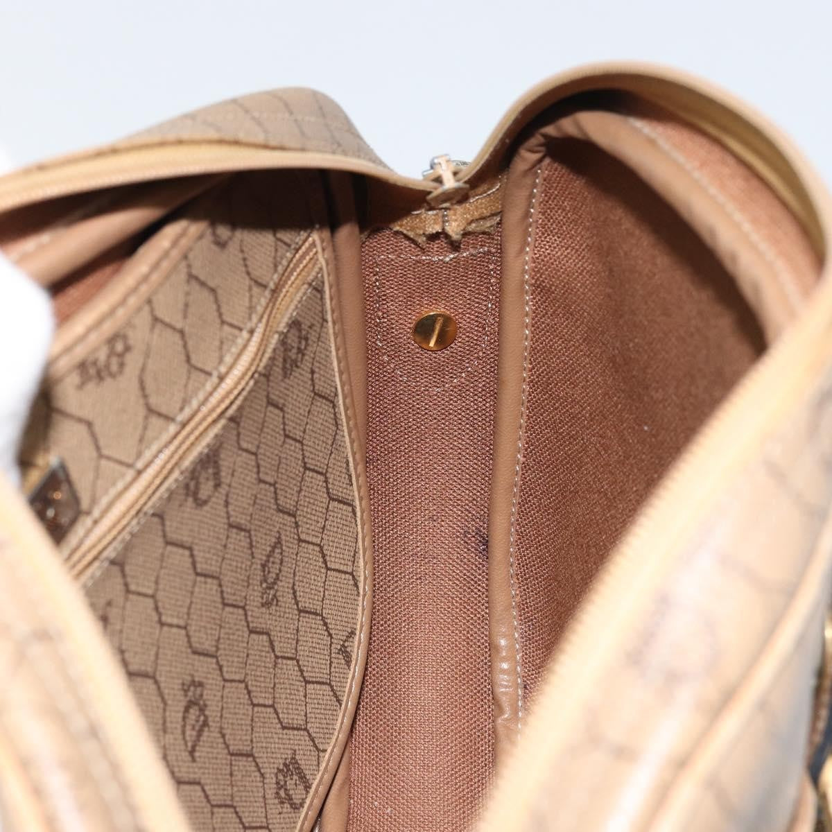 Christian Dior Vintage Honeycomb Canvas And Leather Beige Canvas Shoulder Bag Bag (Pre-Owned)