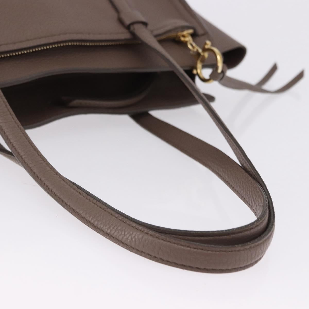 Salvatore Ferragamo Amy Tote Pebbled Leather Beige Leather Tote Bag Bag (Pre-Owned)