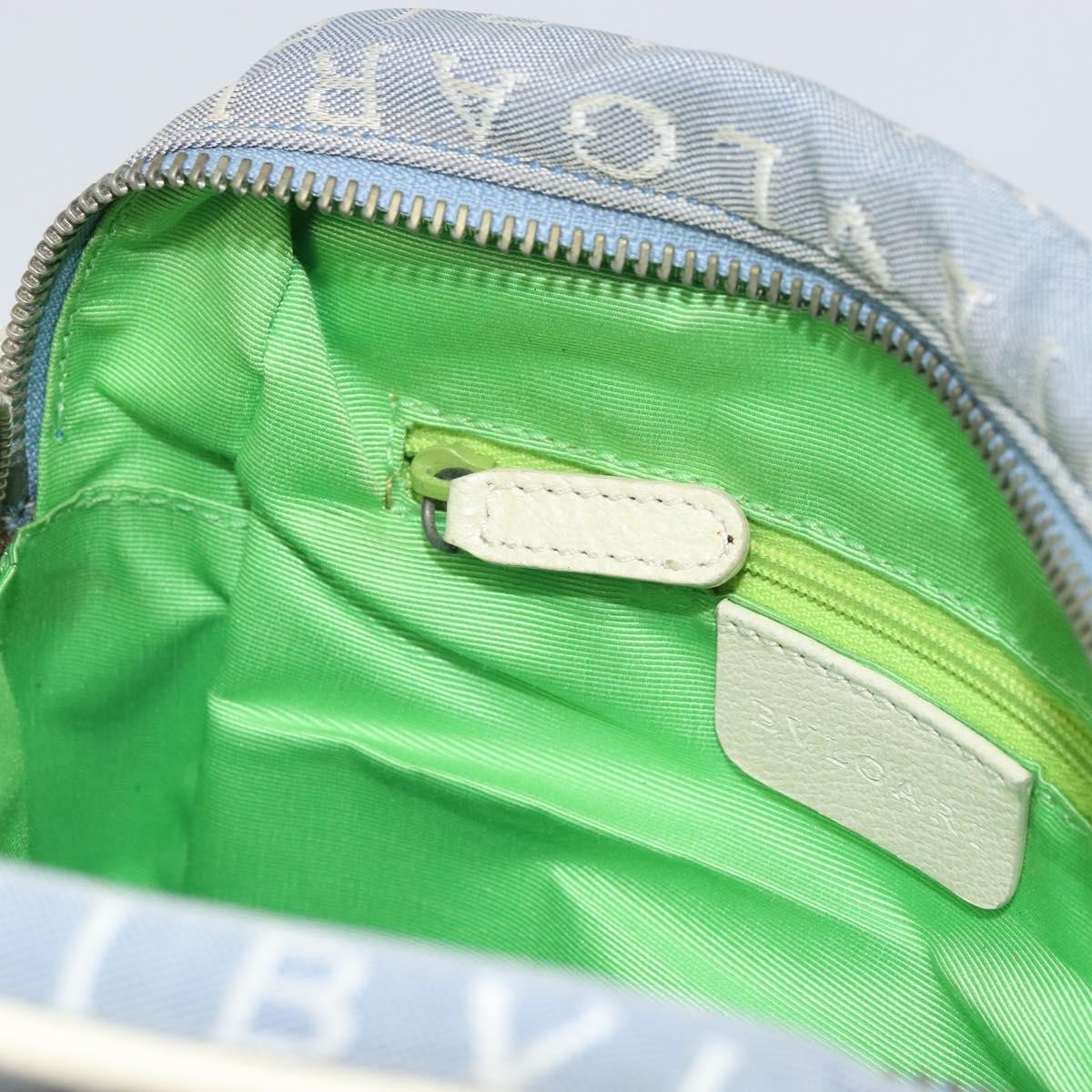 Bvlgari Logomania Canvas With Leather Blue Canvas Shoulder Bag Bag (Pre-Owned)