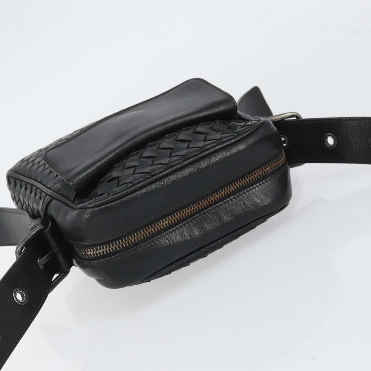 Bottega Veneta 76 Shoulder Intrecciato Goatskin Black Leather Shoulder Bag Bag (Pre-Owned)
