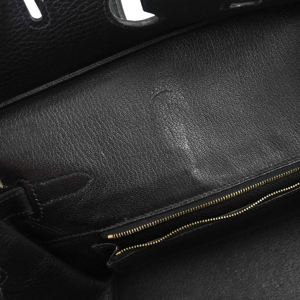 Hermes Birkin Black Clemence With Gold Hardware Black Leather Handbag (Pre-Owned)