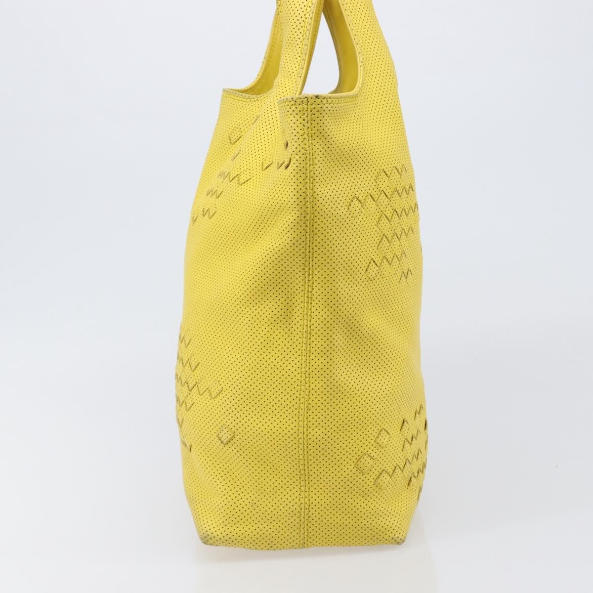 Bottega Veneta Tote Perforated Intrecciato Yellow Leather Tote Bag Bag (Pre-Owned)