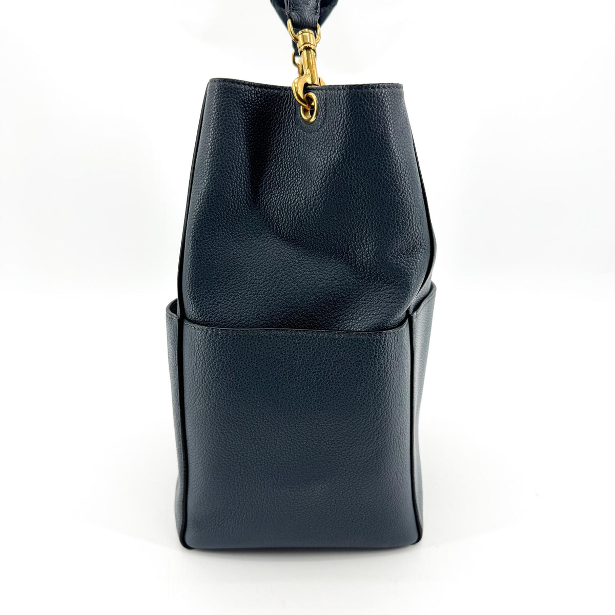 Celine Sangle Seau Calfskin Navy Leather Handbag (Pre-Owned)