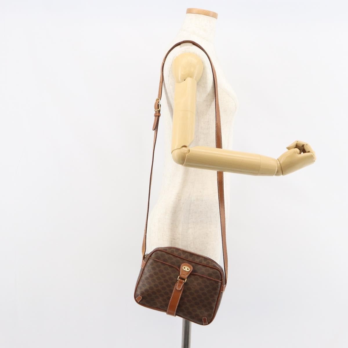 Celine Vintage Macadam Canvas And Leather Brown Canvas Shoulder Bag Bag (Pre-Owned)