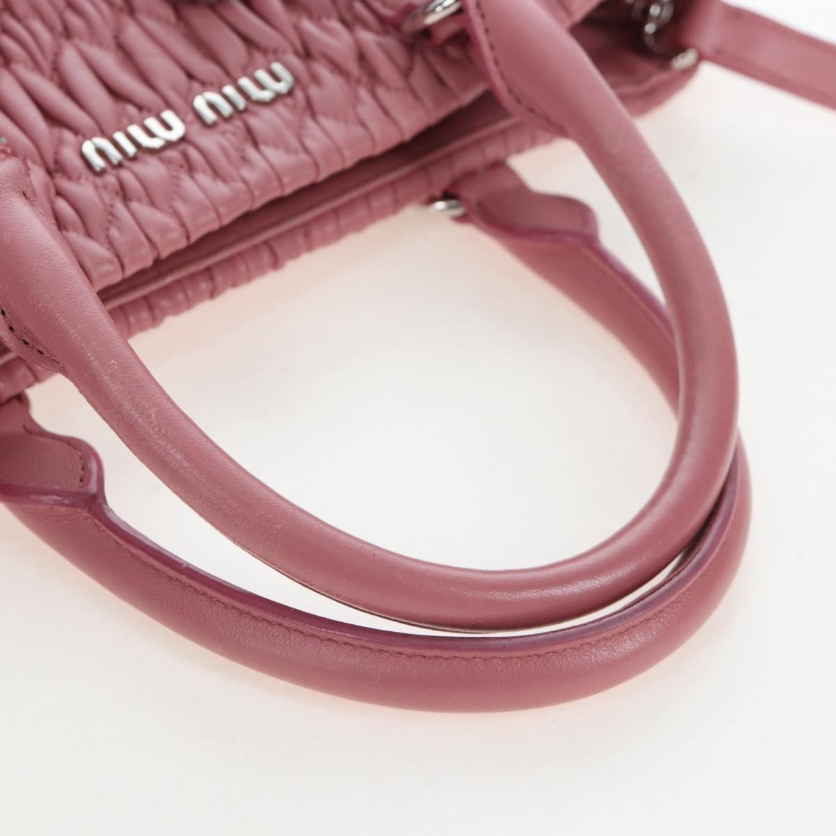 Miu Miu Crystal Turnlock Convertible Satchel Leather Pink Leather Shoulder Bag Bag (Pre-Owned)