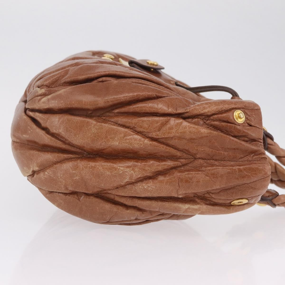 Miu Miu Coffer Satchel Matelasse Leather Brown Leather Handbag (Pre-Owned)