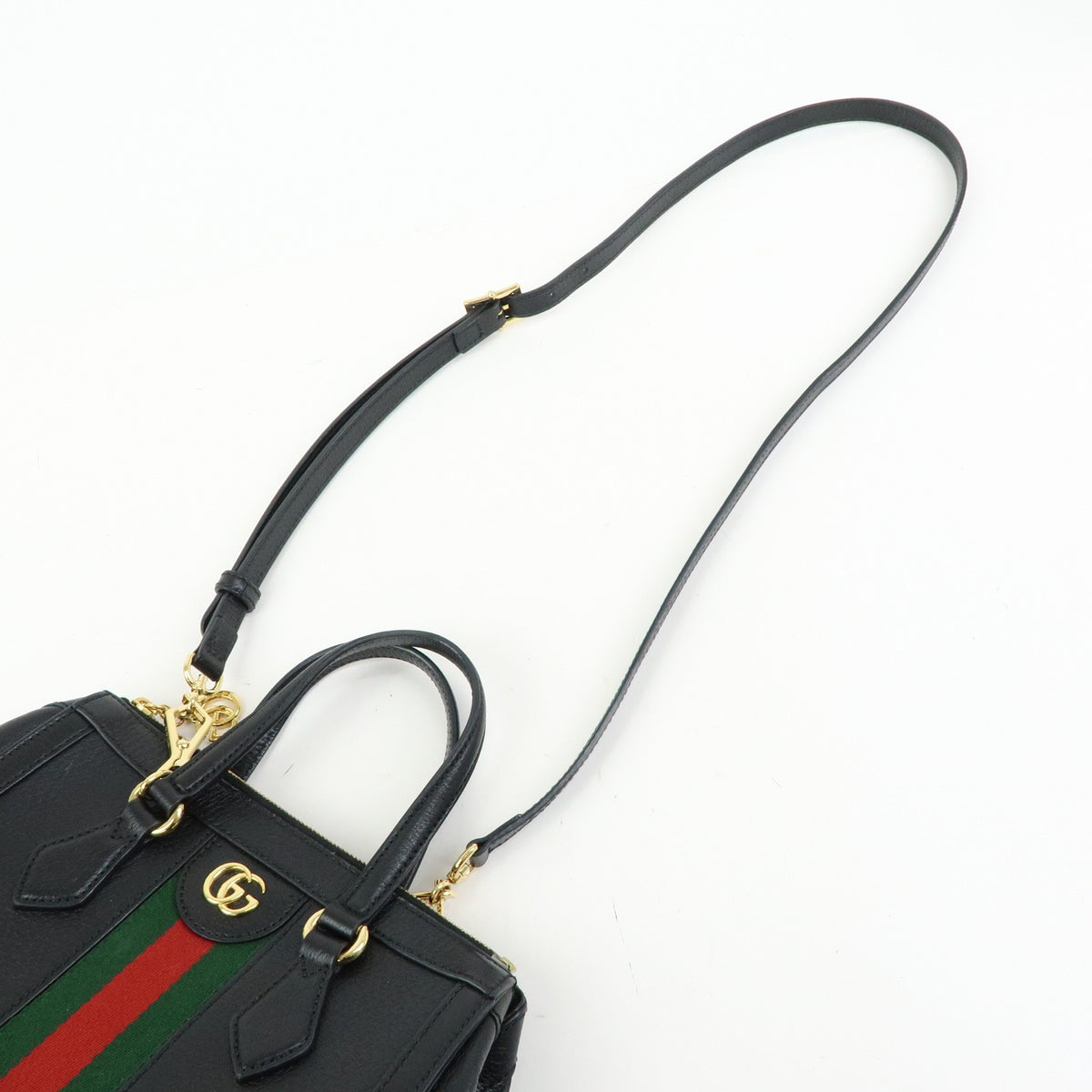 Gucci Ophidia Top Handle Leather Black Leather Tote Bag Bag (Pre-Owned)