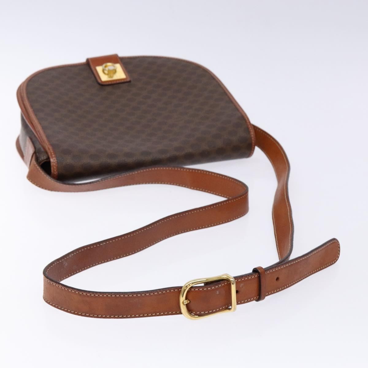 Celine Macadam Shoulder Pvc Leather Brown Canvas Bag (Pre-Owned)