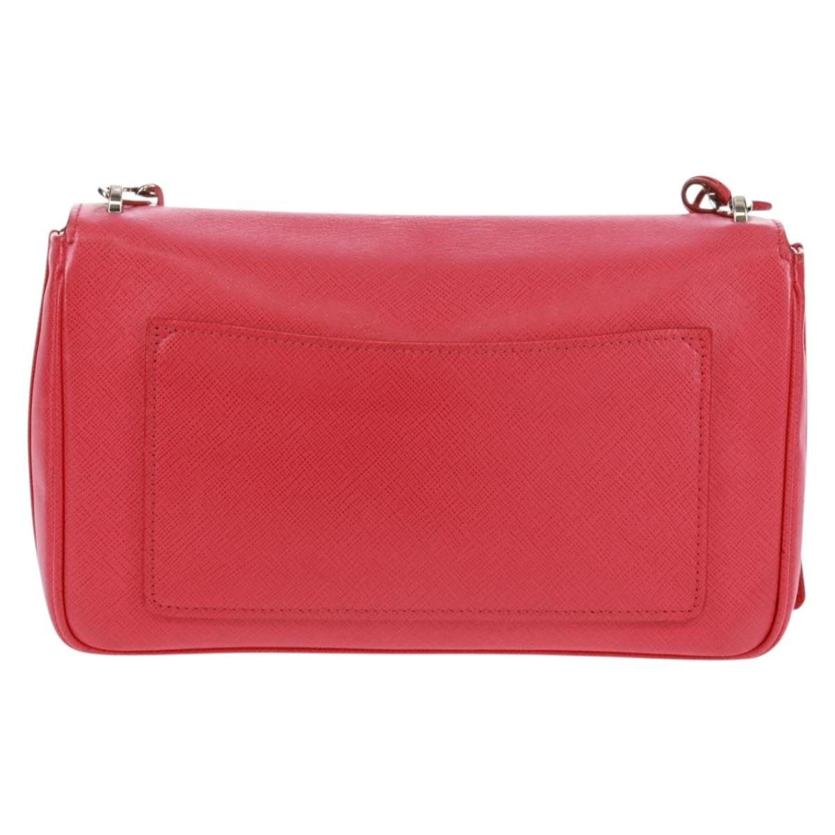 Prada Sound Chain Saffiano Leather Red Leather Shoulder Bag Bag (Pre-Owned)