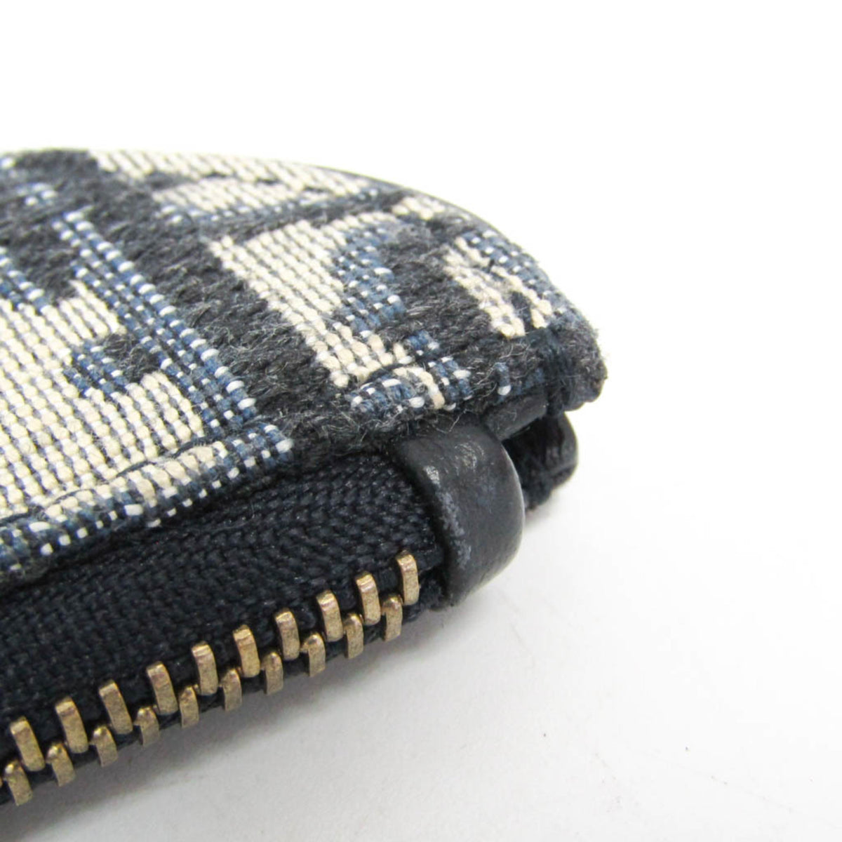 Christian Dior Vintage Saddle Zip Coin Purse Diorissimo Canvas Navy Canvas Clutche & Pouche Bag (Pre-Owned)
