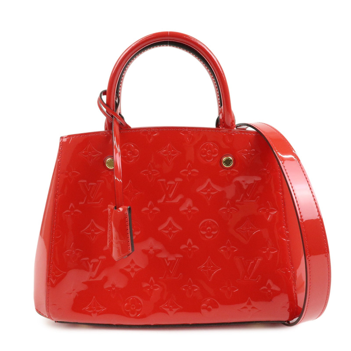 Louis Vuitton Montaigne Monogram Vernis Red Patent_Leather Handbag (Pre-Owned)