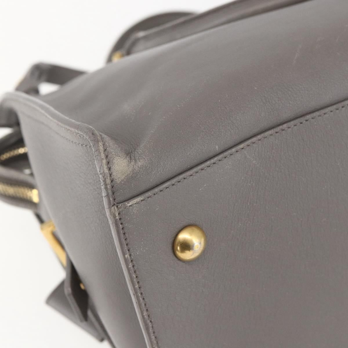 Saint Laurent Classic Y Cabas Leather Gray Leather Tote Bag Bag (Pre-Owned)