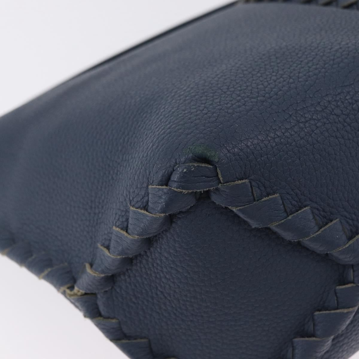 Bottega Veneta Zip Hobo Cervo With Intrecciato Detail Blue Leather Shoulder Bag Bag (Pre-Owned)