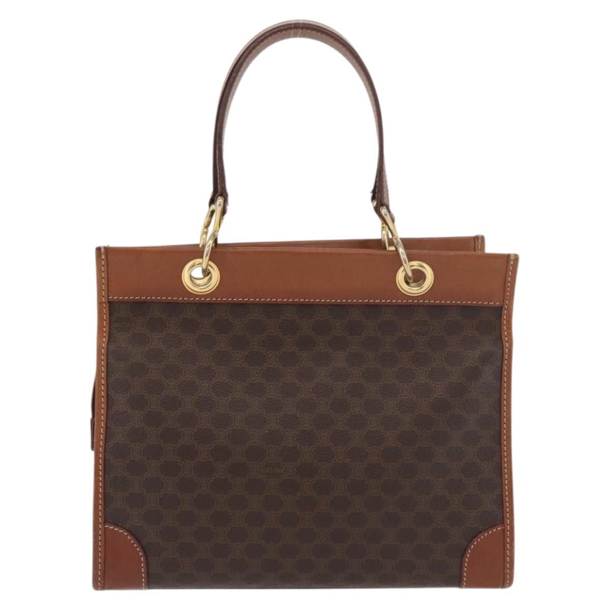 Celine Vintage Macadam Canvas And Leather Brown Canvas Tote Bag Bag (Pre-Owned)
