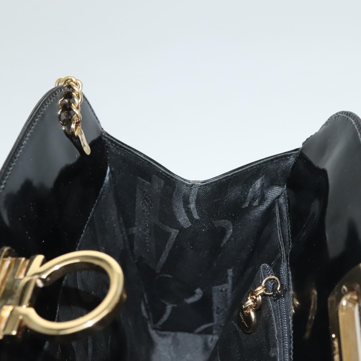 Salvatore Ferragamo Gancini Patent Leather Black Patent_Leather Shoulder Bag Bag (Pre-Owned)