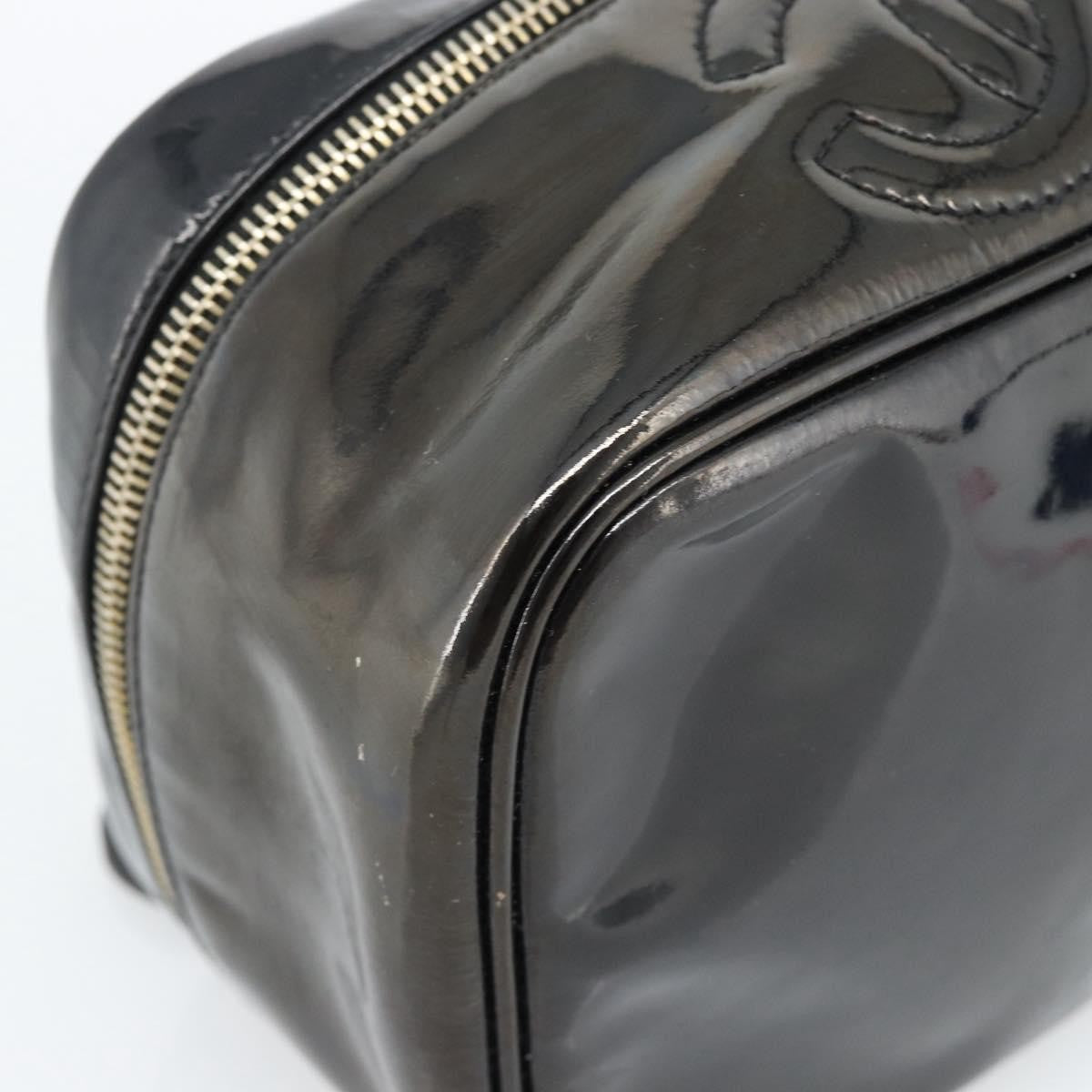 Fendi Vintage Cosmetic Case Pequin Canvas Black Patent_Leather Clutche & Pouche Bag (Pre-Owned)