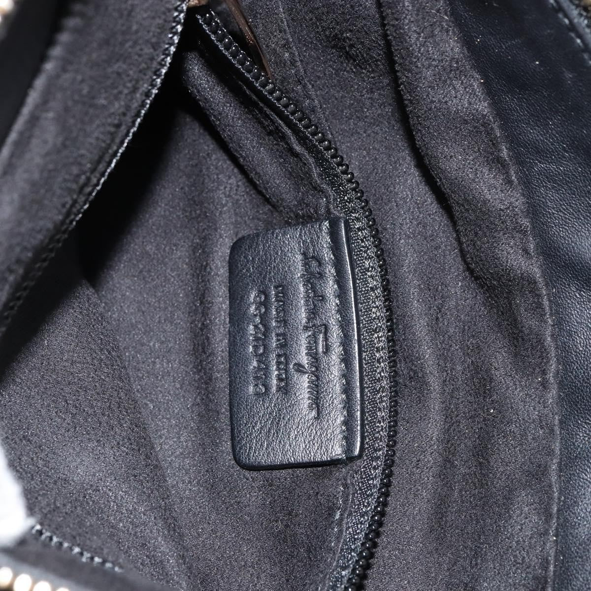 Salvatore Ferragamo Vala Suede Black Suede Handbag (Pre-Owned)