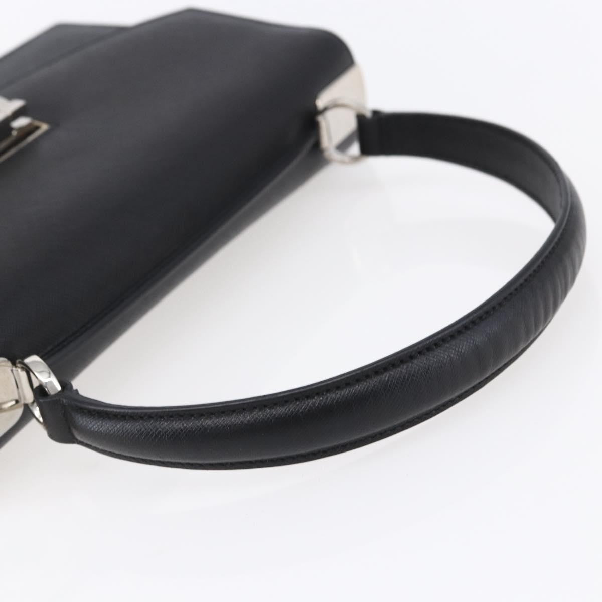 Salvatore Ferragamo Gancini Leather Black Leather Shoulder Bag Bag (Pre-Owned)