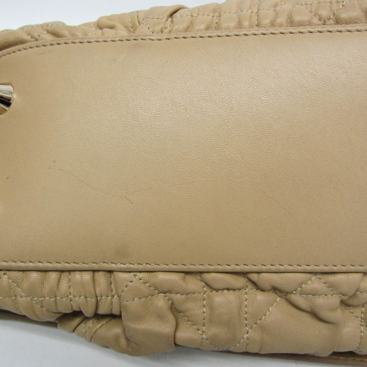 Christian Dior Lady Cannage Matelassé Beige Leather Handbag (Pre-Owned)