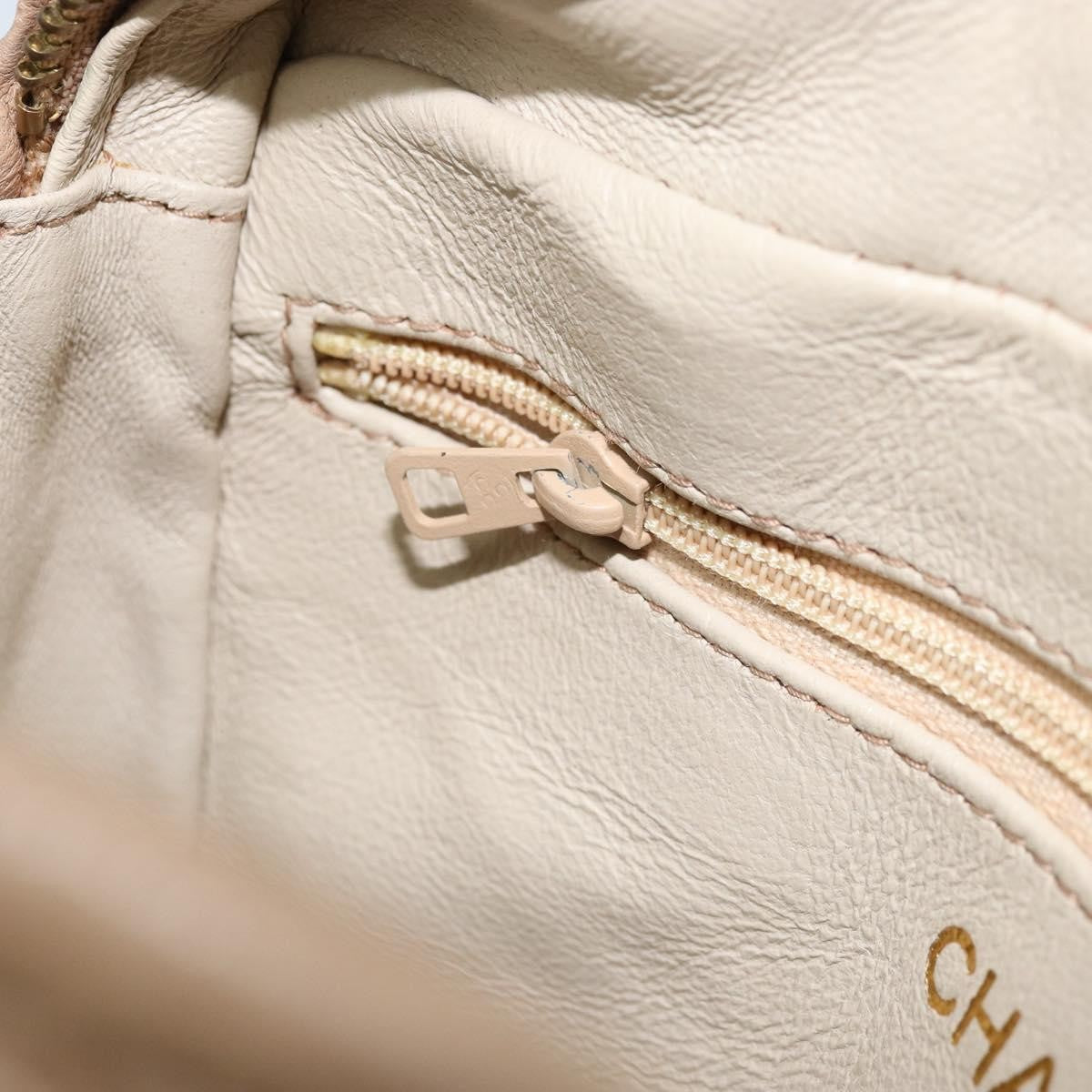 Chanel Vintage Diamond Cc Camera Quilted Lambskin Beige Leather Shoulder Bag Bag (Pre-Owned)